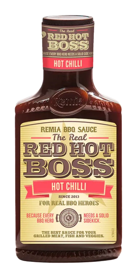 BBQ Hot Chilly Sauce by Remia product pack, background removed