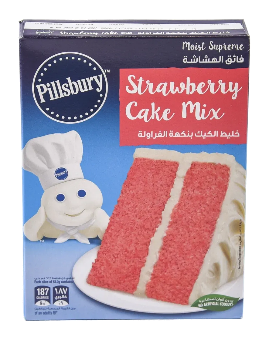 Cake Mix Strawberry by Pillsbury product pack, background removed