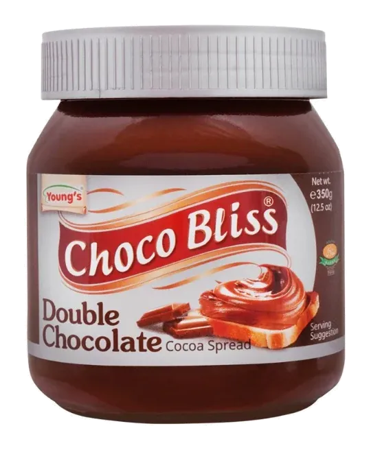 Choco Bliss Double Chocolate Cocoa Spread by Young's product pack, background removed