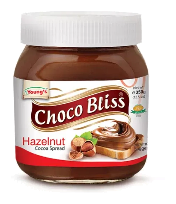Choco Bliss Hazelnut Spread by Young's product pack, background removed