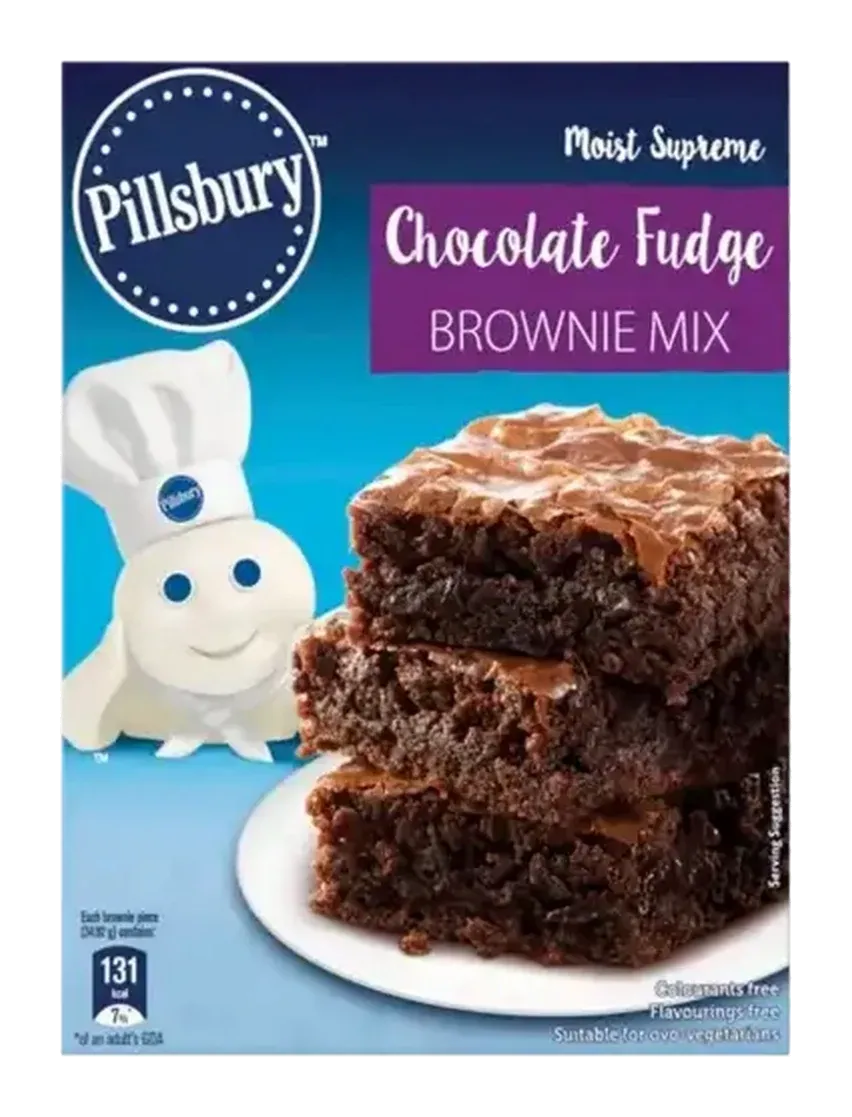 Chocolate Fudge Brownie Mix by Pillsbury product pack, background removed