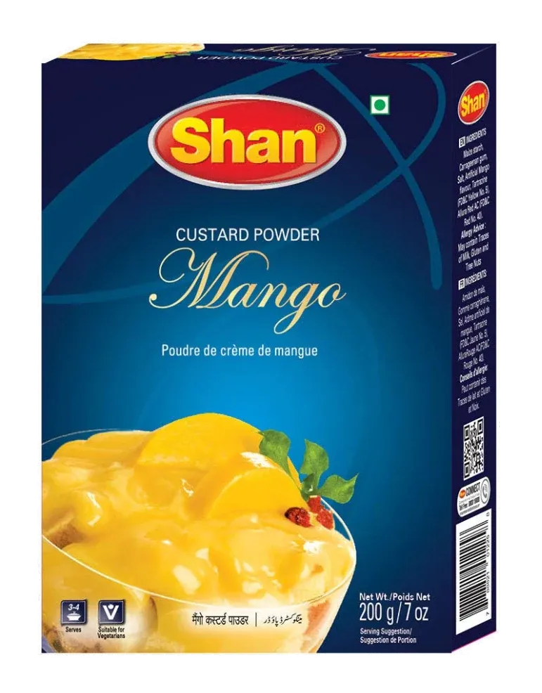 Custard Powder Mango by Shan product pack, background removed