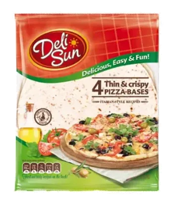 Deli Sun 4 Thin Crispy Pizza Base 24cm by Deli Sun product pack, background removed