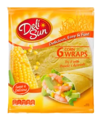 Deli Sun 6 Corn Wheat Wraps 24cm by Deli Sun product pack, background removed