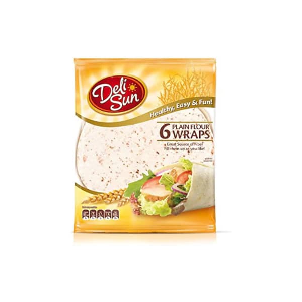 Deli Sun 6 Plain Flour Wraps 24cm pack shot