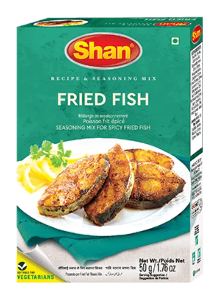 Fried Fish Seasoning by Shan product pack, background removed