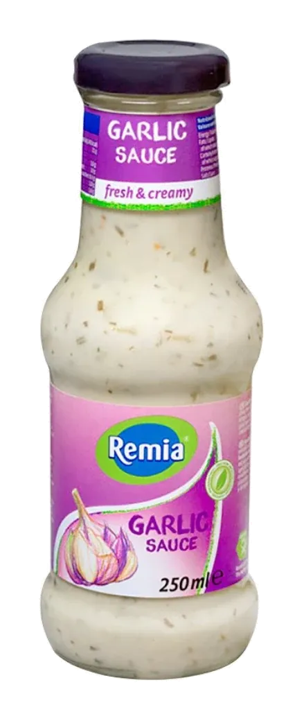 Garlic Sauce by Remia product pack, background removed