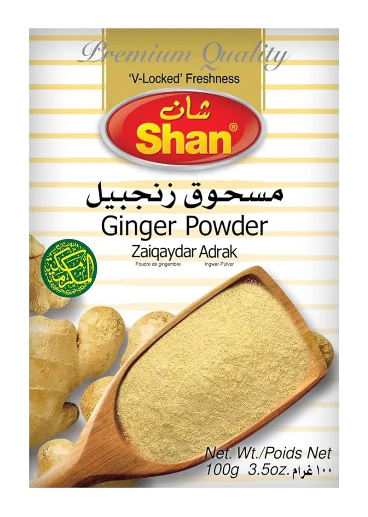 Ginger Powder by Shan product pack, background removed