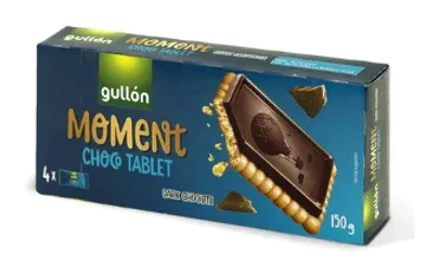 Gullon Moment Choco Tablet Dark Chocolate by Gullón product pack, background removed
