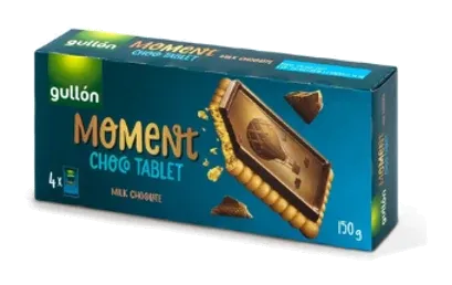 Gullon Moment Choco Tablet Milk Chocolate by Gullón product pack, background removed