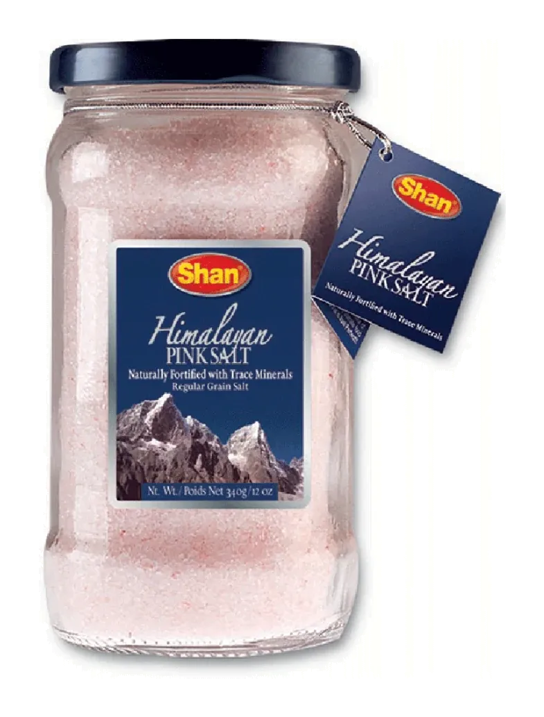 Himalayan Pink Salt (Regular Grain) by Shan product pack, background removed