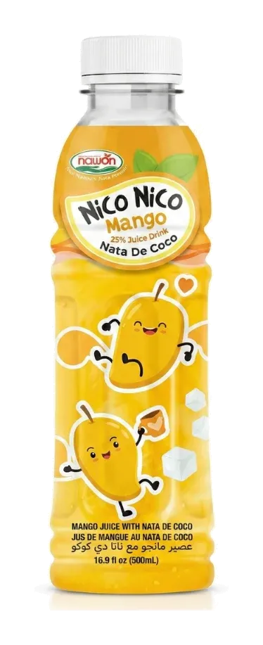 Nico Nico Juice Drink Mango by Nawon product pack, background removed