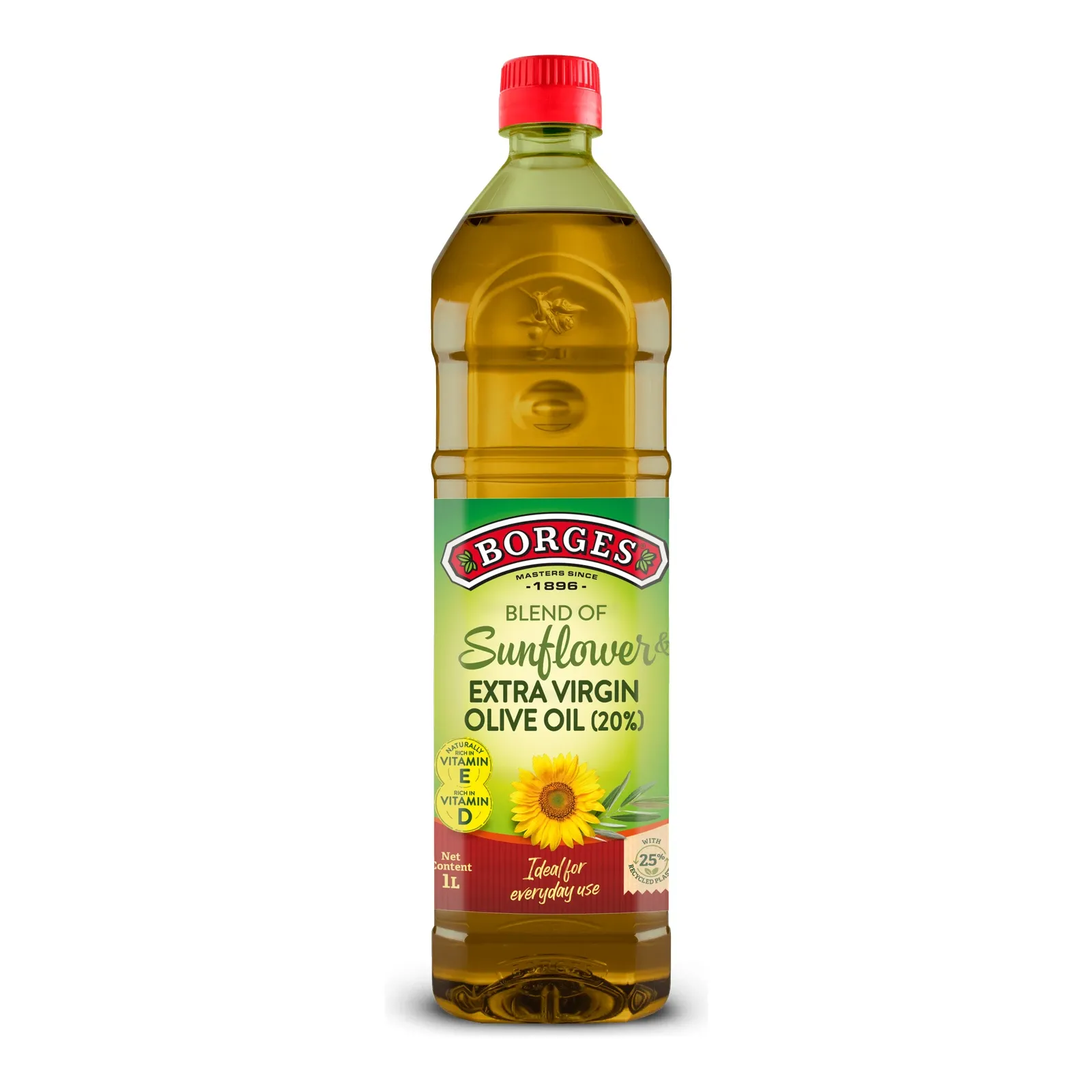 Borges Sunflower and Extra Virgin Olive Oil Blend 1L bottle studio packshot