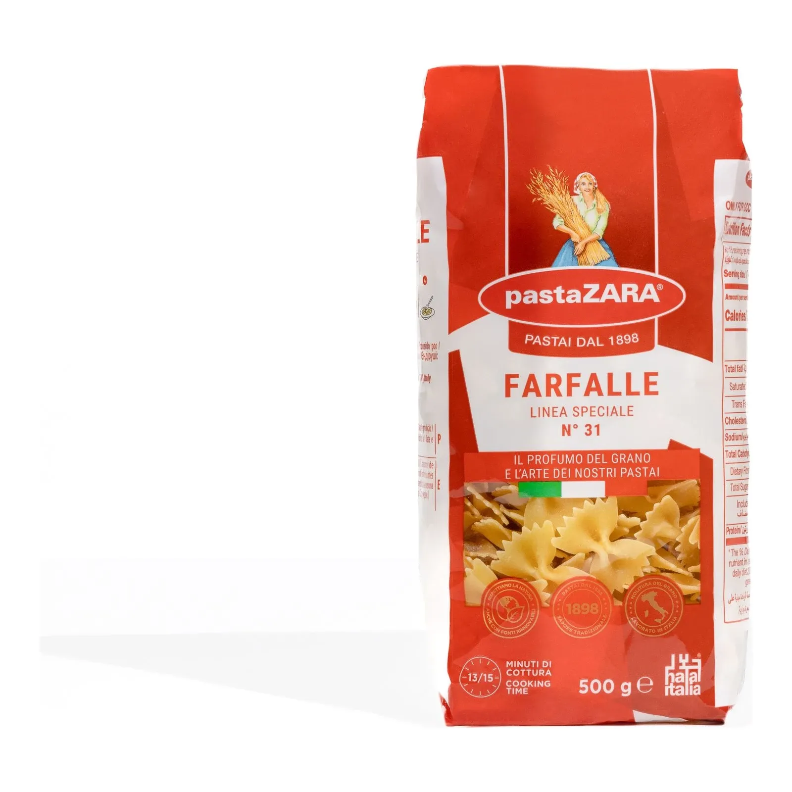 Pasta Zara Farfalle No. 31 500g package studio packshot