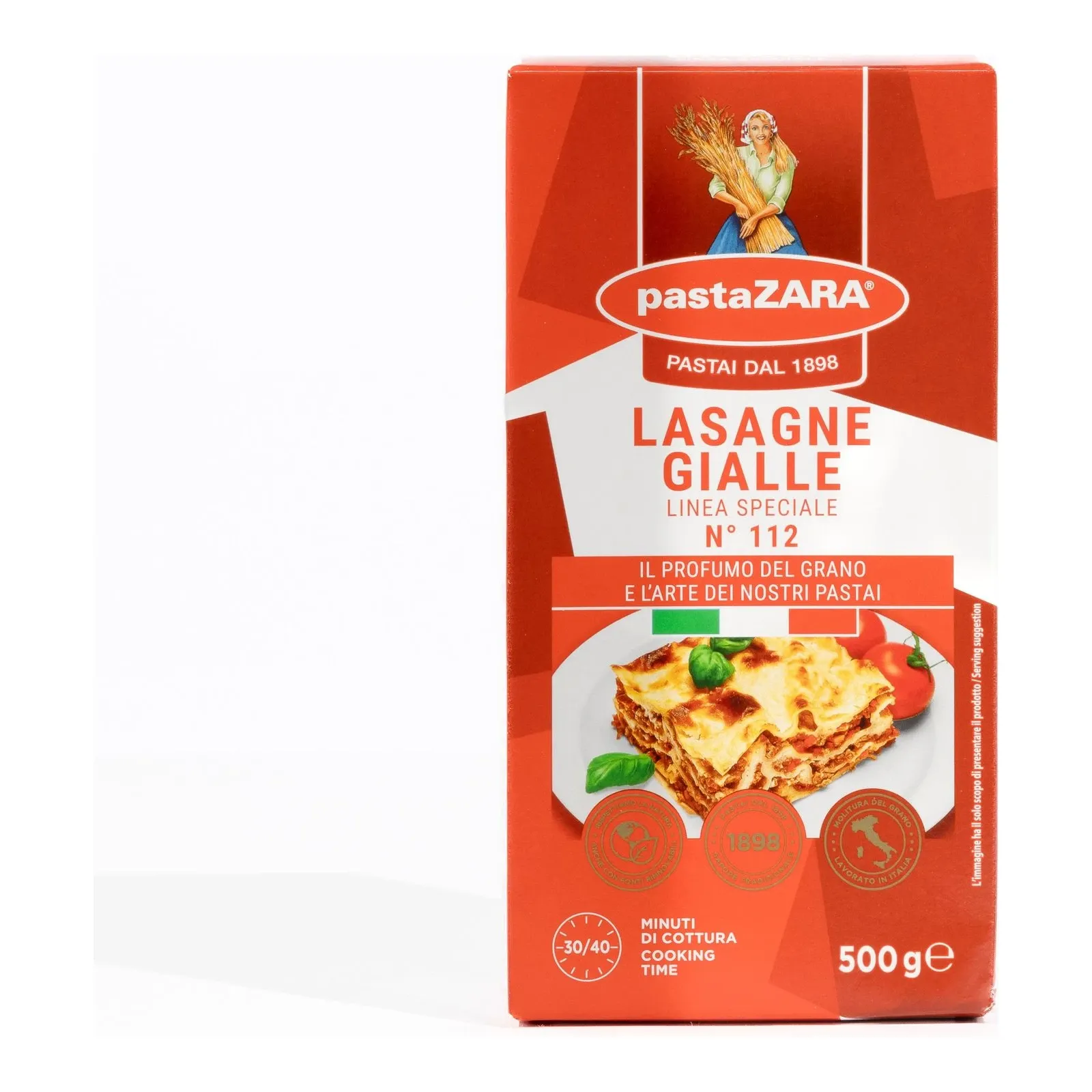 Pasta Zara Lasagne No. 112 500g package studio packshot