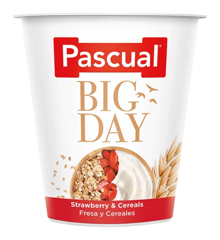Pascual Yogurt Bigday Strawberry & Cereals by Pascual product pack, background removed