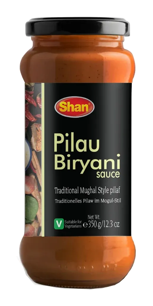 Pilau Biriyani Sauce by Shan product pack, background removed
