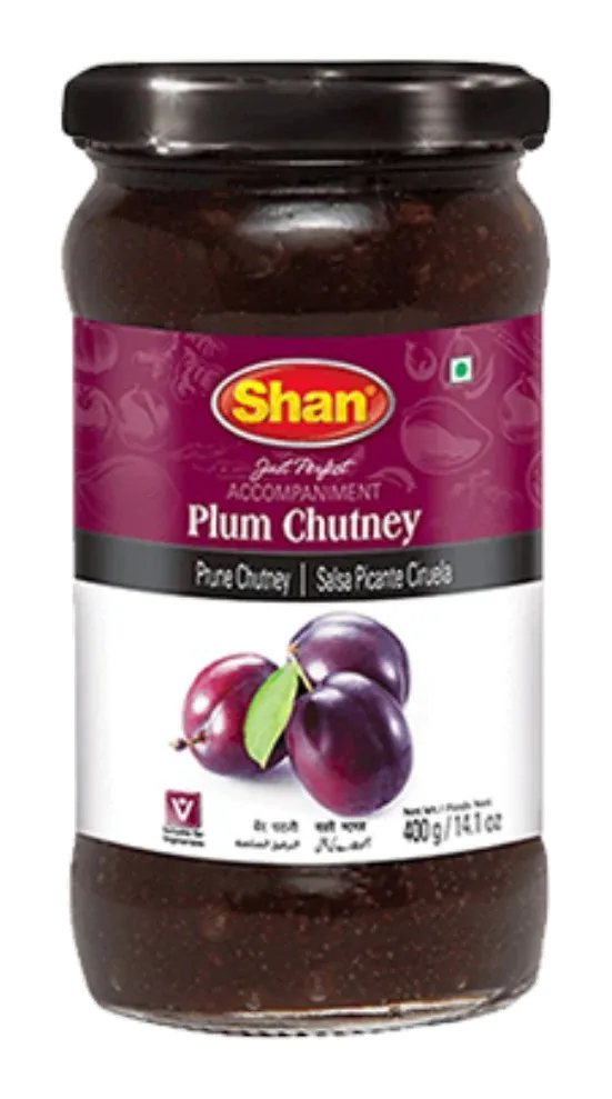 Plum Chutney by Shan product pack, background removed