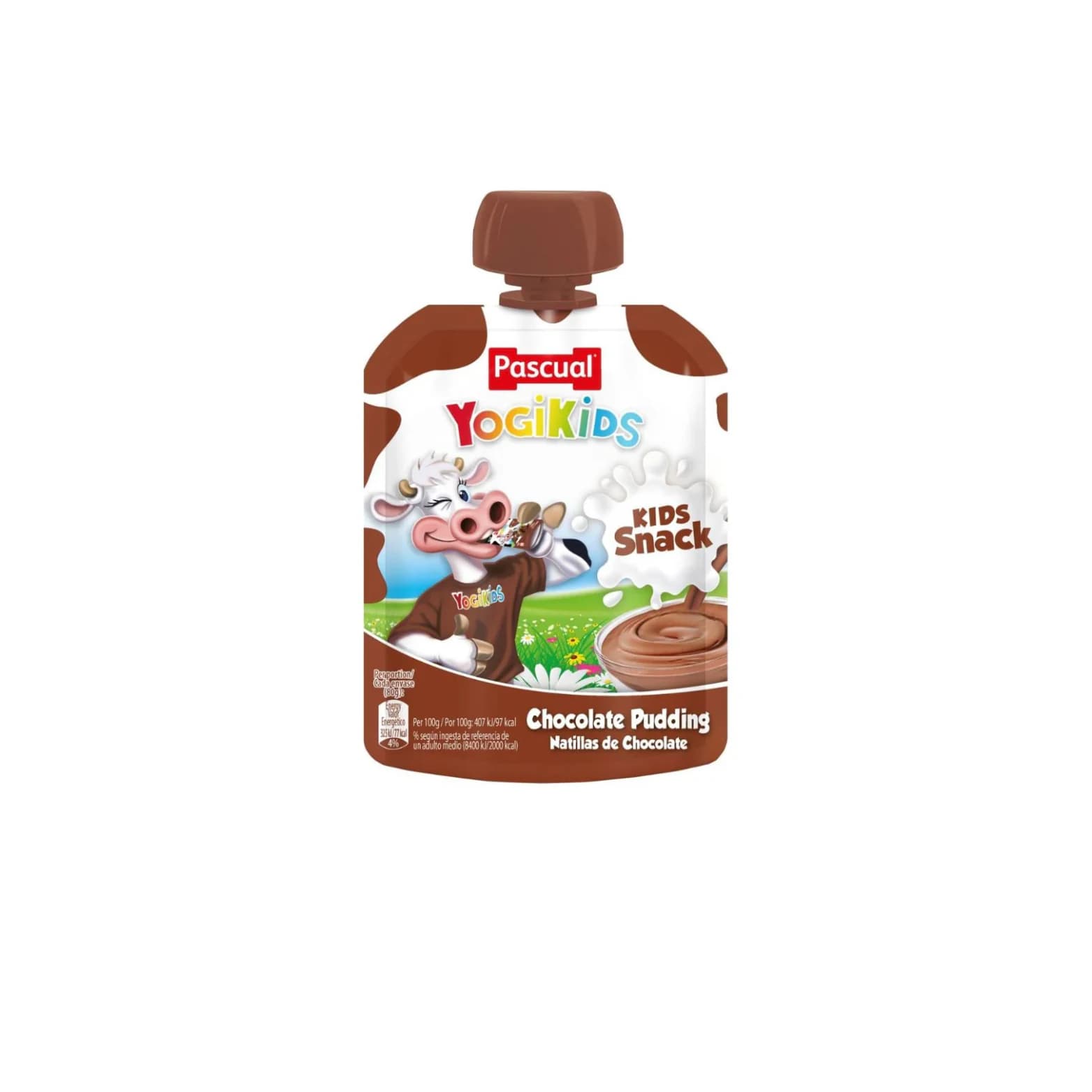 Pascual Yogikids Chocolate Pudding Pouch pack shot