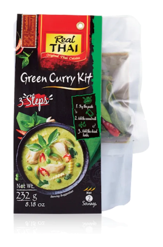 Real Thai Green Curry Kit by Real Thai product pack, background removed