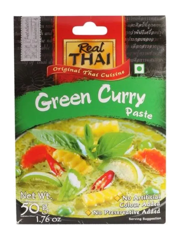 Real Thai Green Curry Paste by Real Thai product pack, background removed