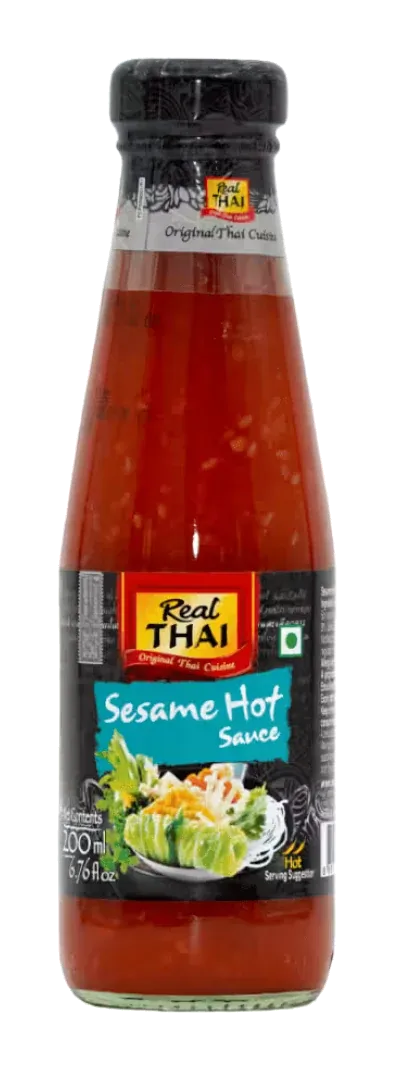 Real Thai Sesame Hot Sauce by Real Thai product pack, background removed
