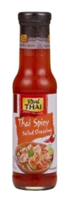 Real Thai Thai Spicy Salad Dressing by Real Thai product pack, background removed
