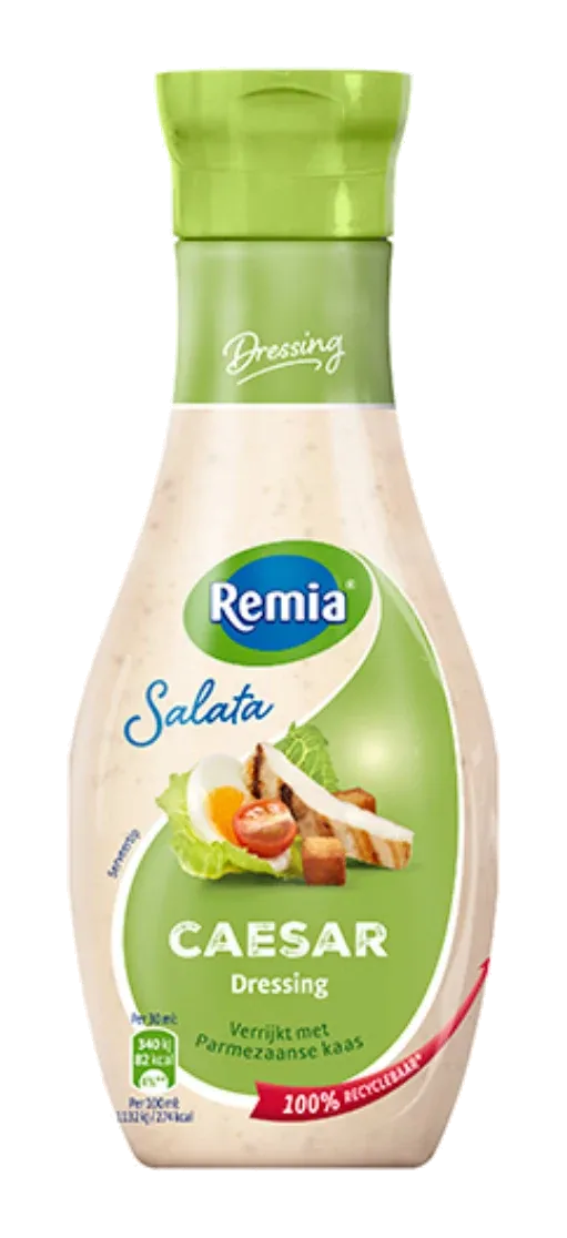 Salata Caesar Dressing by Remia product pack, background removed