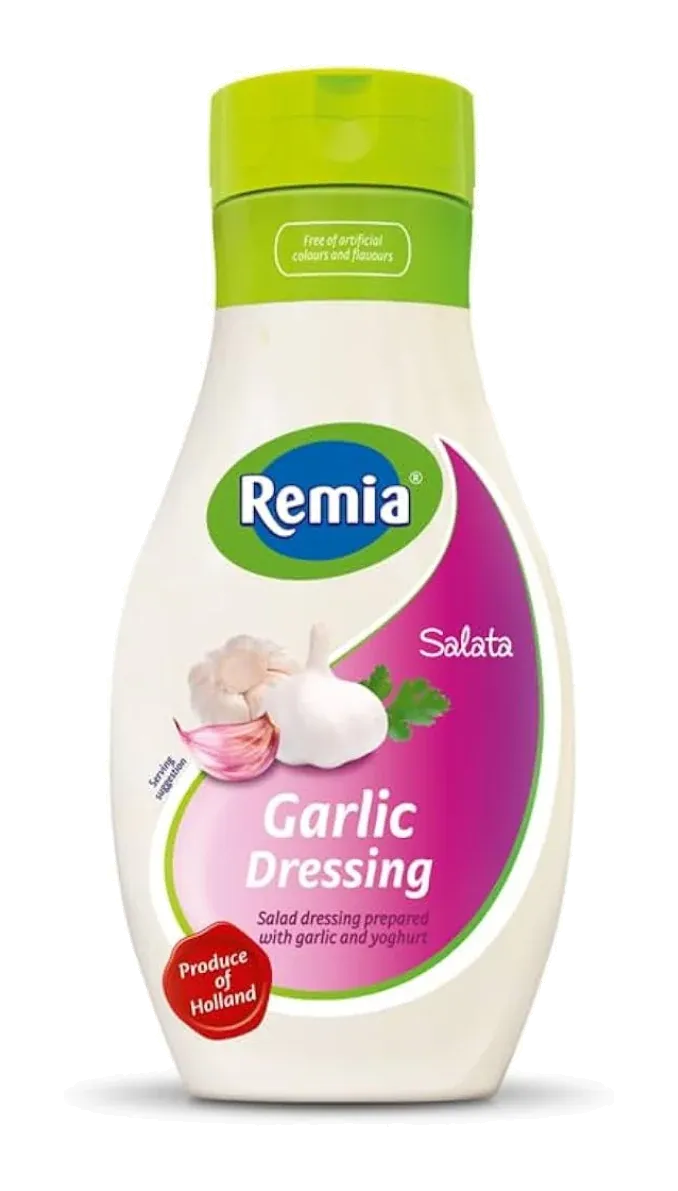 Salata Garlic Dressing by Remia product pack, background removed