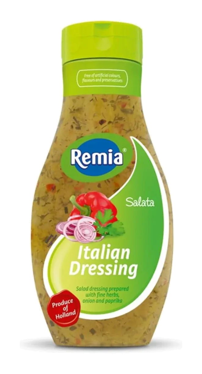 Salata Italian Dressing by Remia product pack, background removed