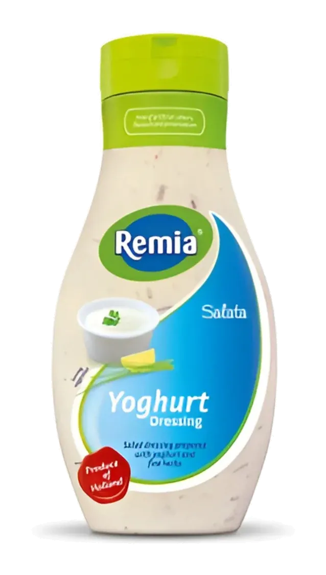 Salata Yoghurt Dressing by Remia product pack, background removed