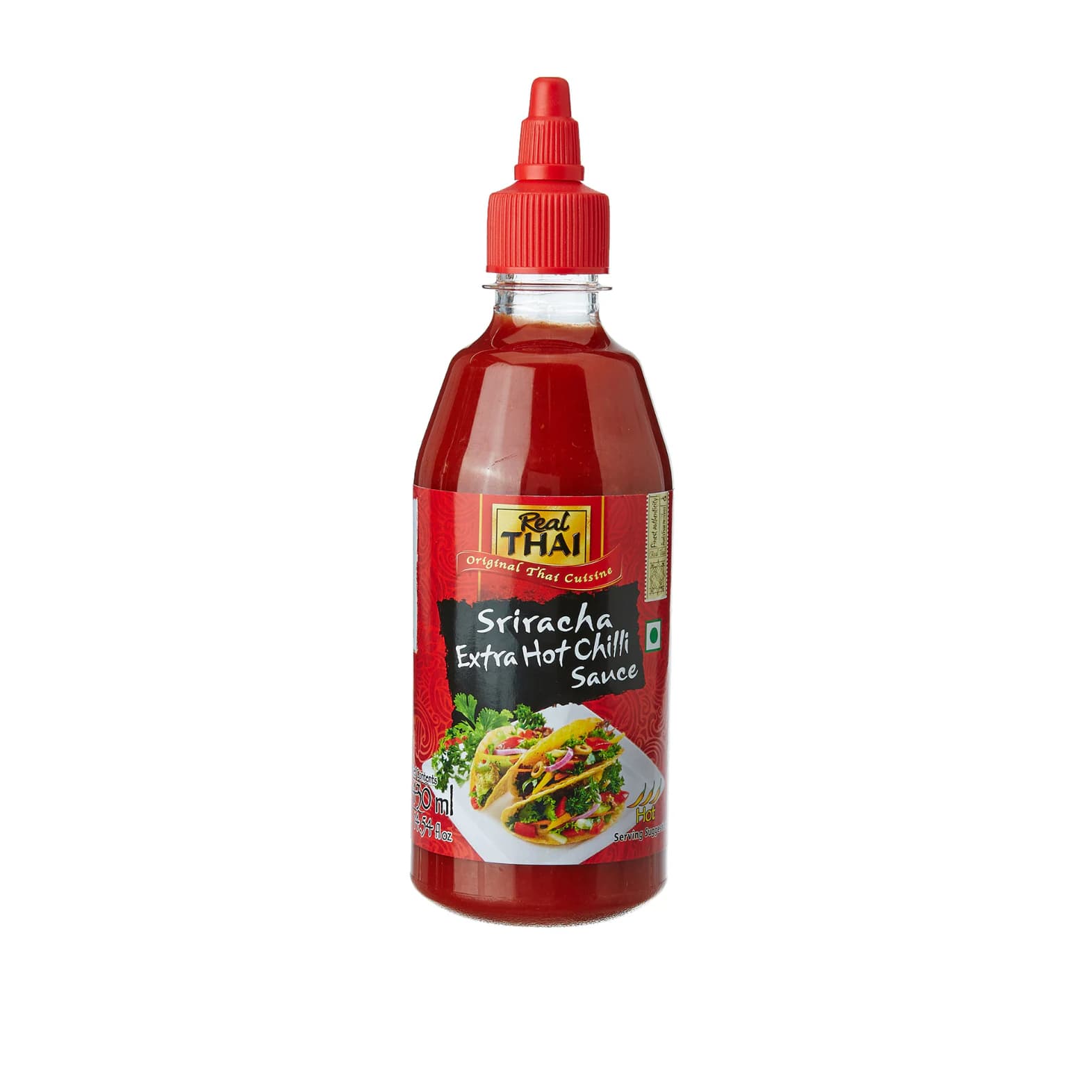 Real Thai Sriracha Extra Hot Chilli Sauce pack shot
