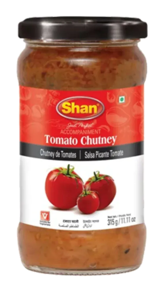 Tomato Chutney by Shan product pack, background removed