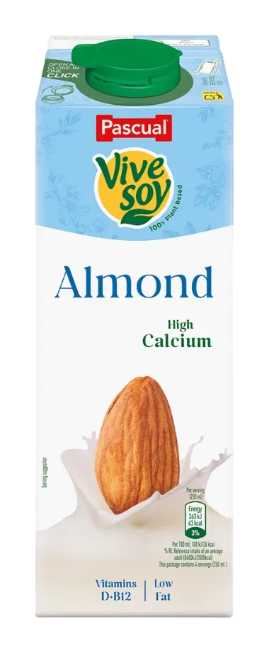 Vivesoy – Almond Low Fat by Pascual product pack, background removed