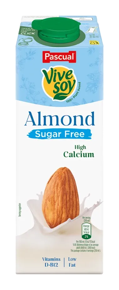 Vivesoy – Almond Sugar Free by Pascual product pack, background removed