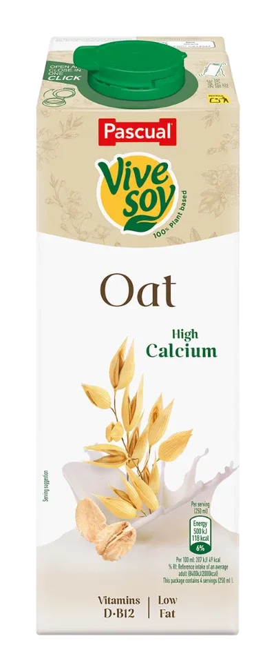 Vivesoy – Oat High Calcium Low Fat by Pascual product pack, background removed