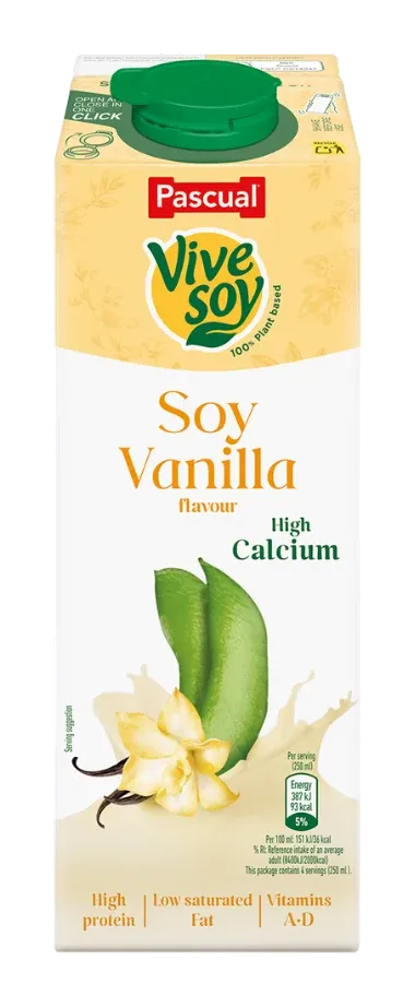 Vivesoy – Vanilla Low Fat by Pascual product pack, background removed