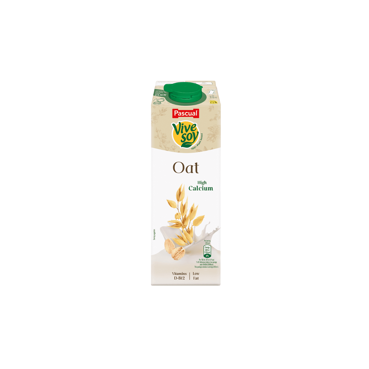 Pascual Vivesoy – Oat High Calcium Low Fat pack shot