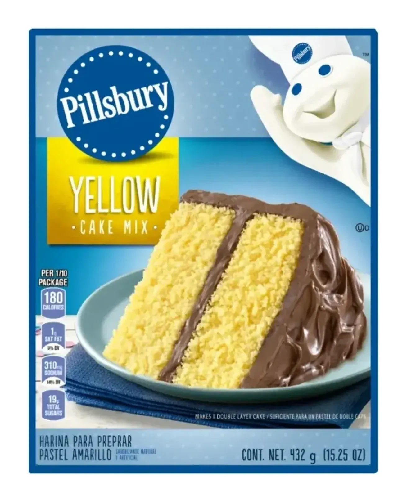 Yellow Cake Mix by Pillsbury product pack, background removed