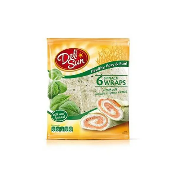 DELI SUN 6 SPINACH WHEAT WRAPS 24CM